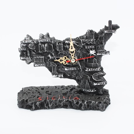 Orologio forma Sicilia in lava