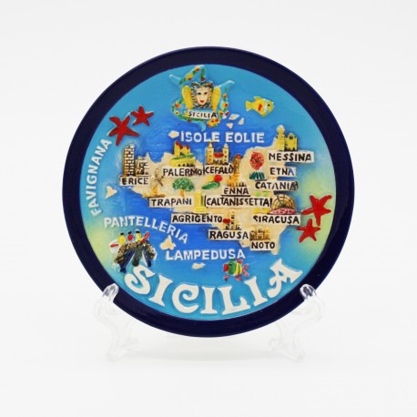 Piattino con bordo blu Sicilia - Piccolo